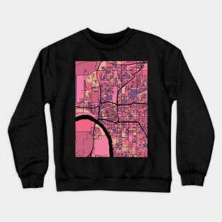 Tulsa Map Pattern in Purple & Pink Crewneck Sweatshirt